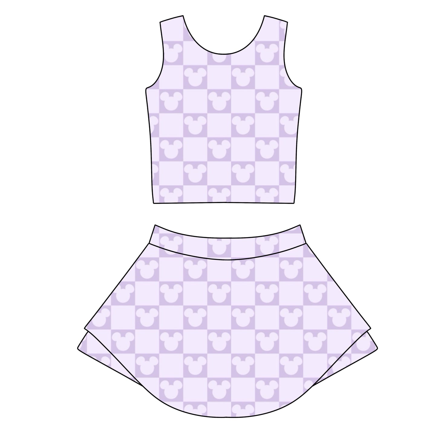 PURPLE MAGICAL CHECKERED ATHLETIC SET