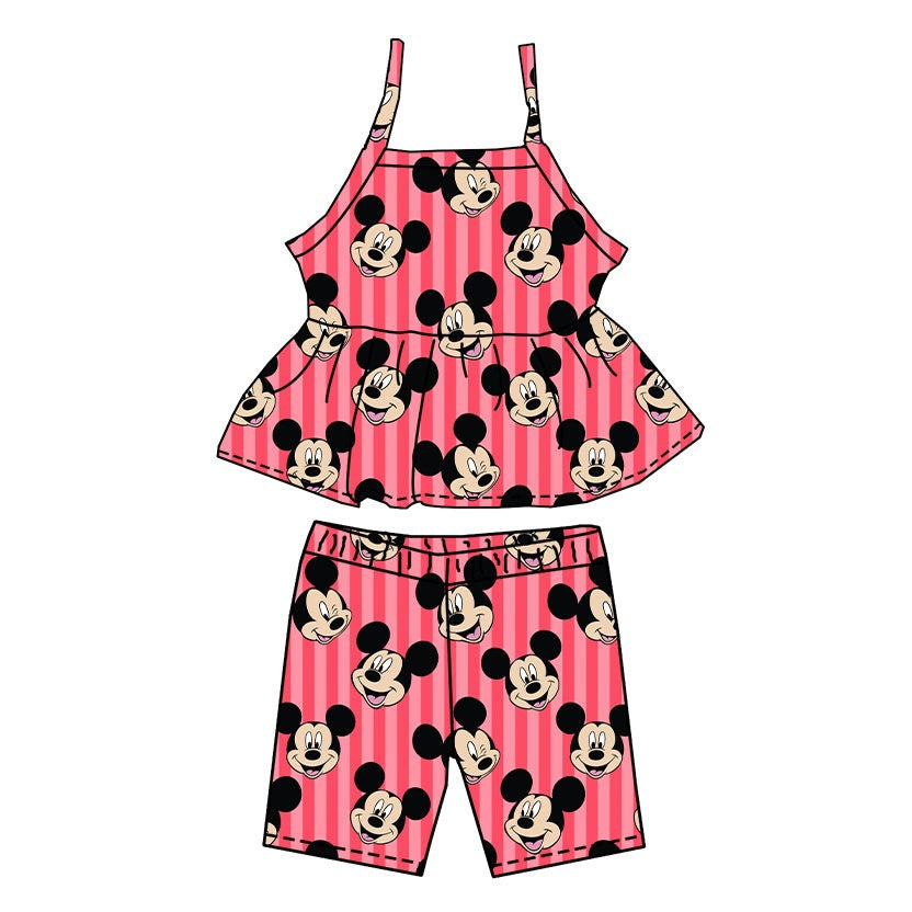 STRIPE MICK PEPLUM & BIKER SET