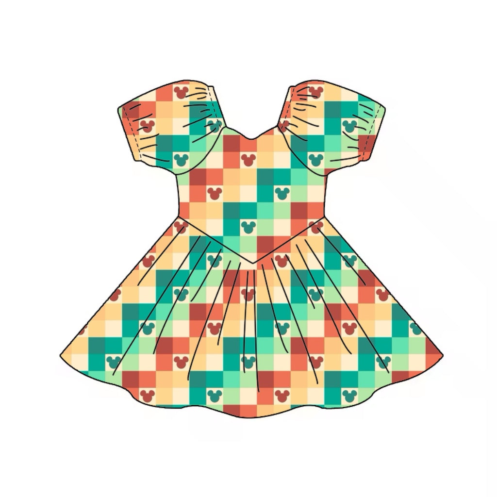 FALL CHECKERED BABY DOLL DRESS
