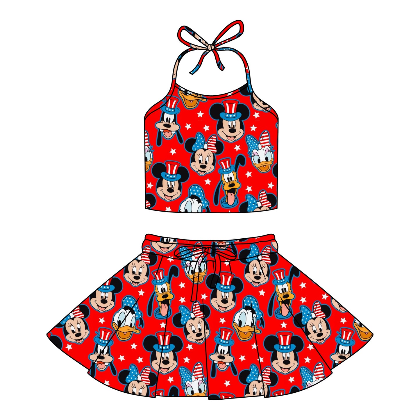 USA BESTIES / HALTER SET - RED