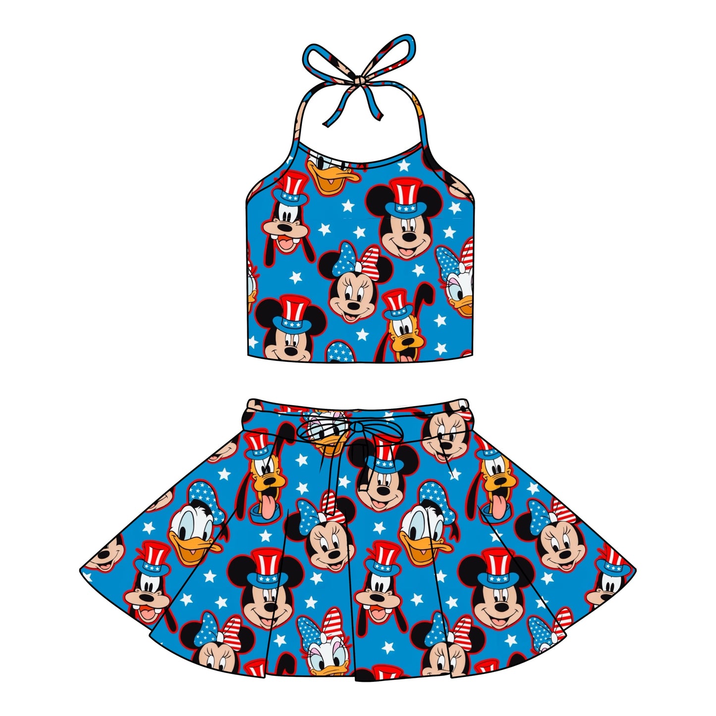 USA BESTIES / HALTER SET - BLUE