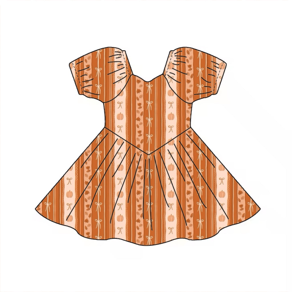 PUMPKIN BOWS BABY DOLL DRESS