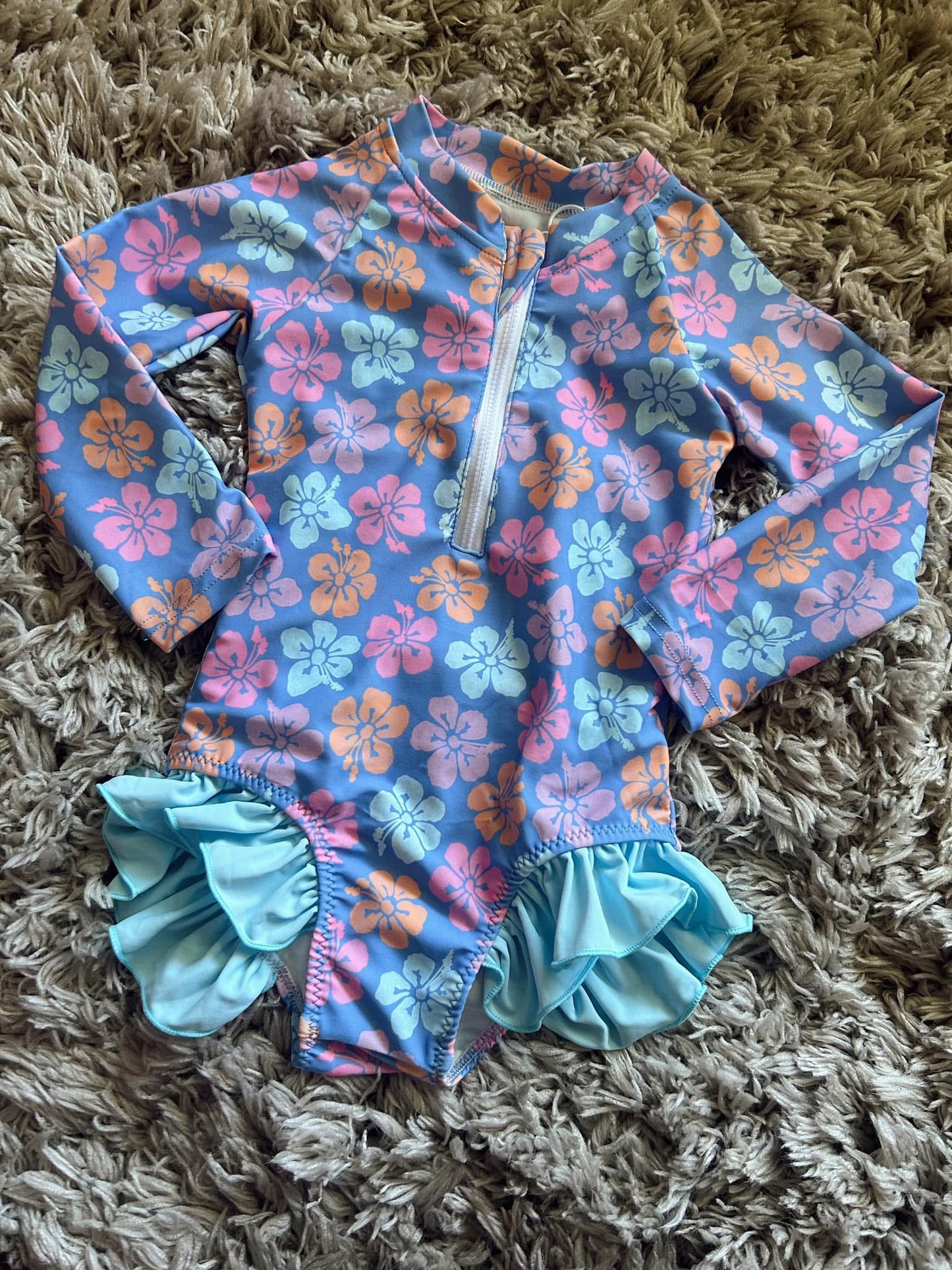 FLORAL LONG SLEEVE SWIM 3T