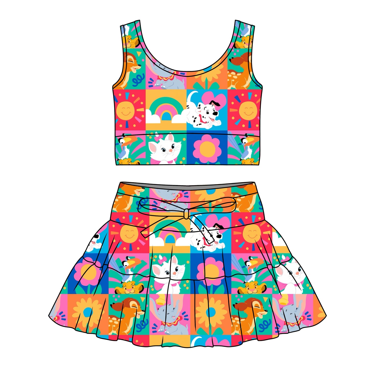 SPRING CHECKERED GIRLS TULLE SET