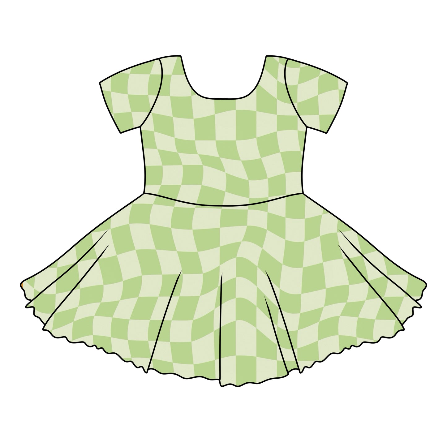 GREEN CHECKERED / TWIRL DRESS