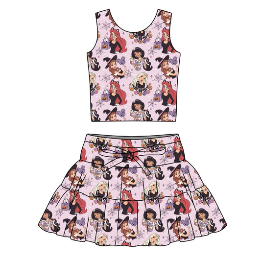 SPOOKY PRINCESSES / WOMENS ATHLETIC TOP & SKIRT