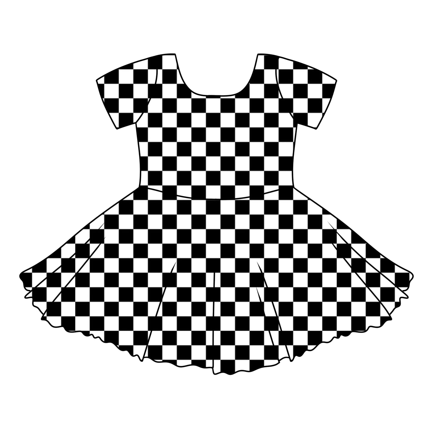 BLACK CHECKERED  / TWIRL DRESS