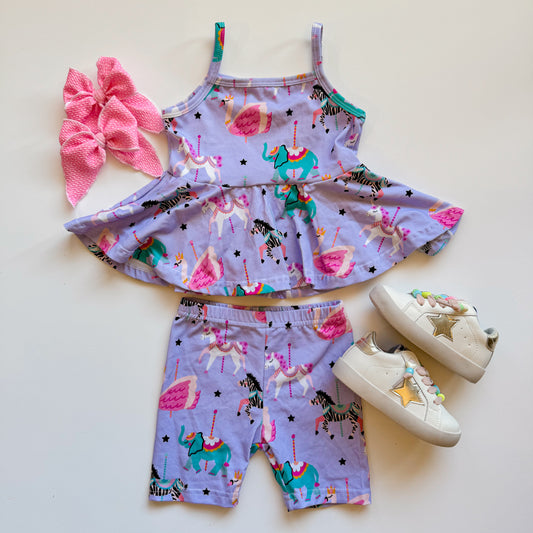 CAROUSEL PEPLUM & BIKER SET
