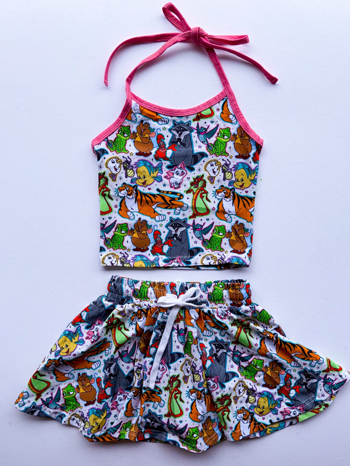 WHITE SIDEKICKS / HALTER SET