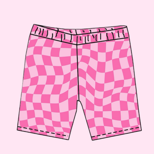 PINK CHECKERED / BIKER SHORTS