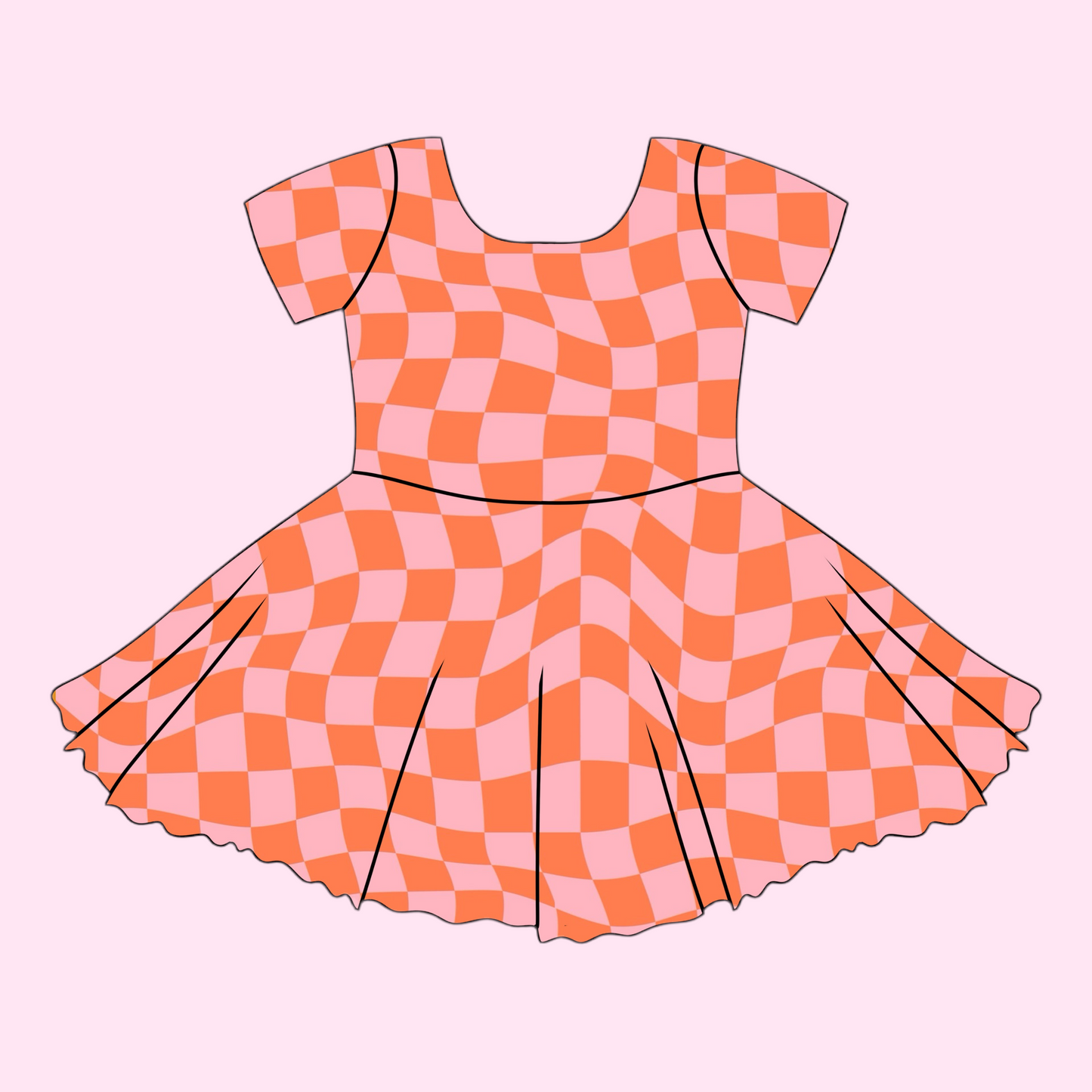 ORANGE CHECKERED / TWIRL DRESS