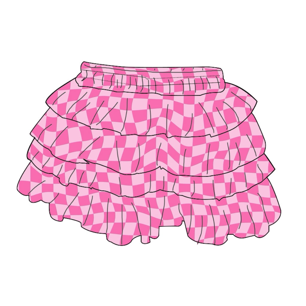 PINK CHECKERED / RUFFLE SKIRT
