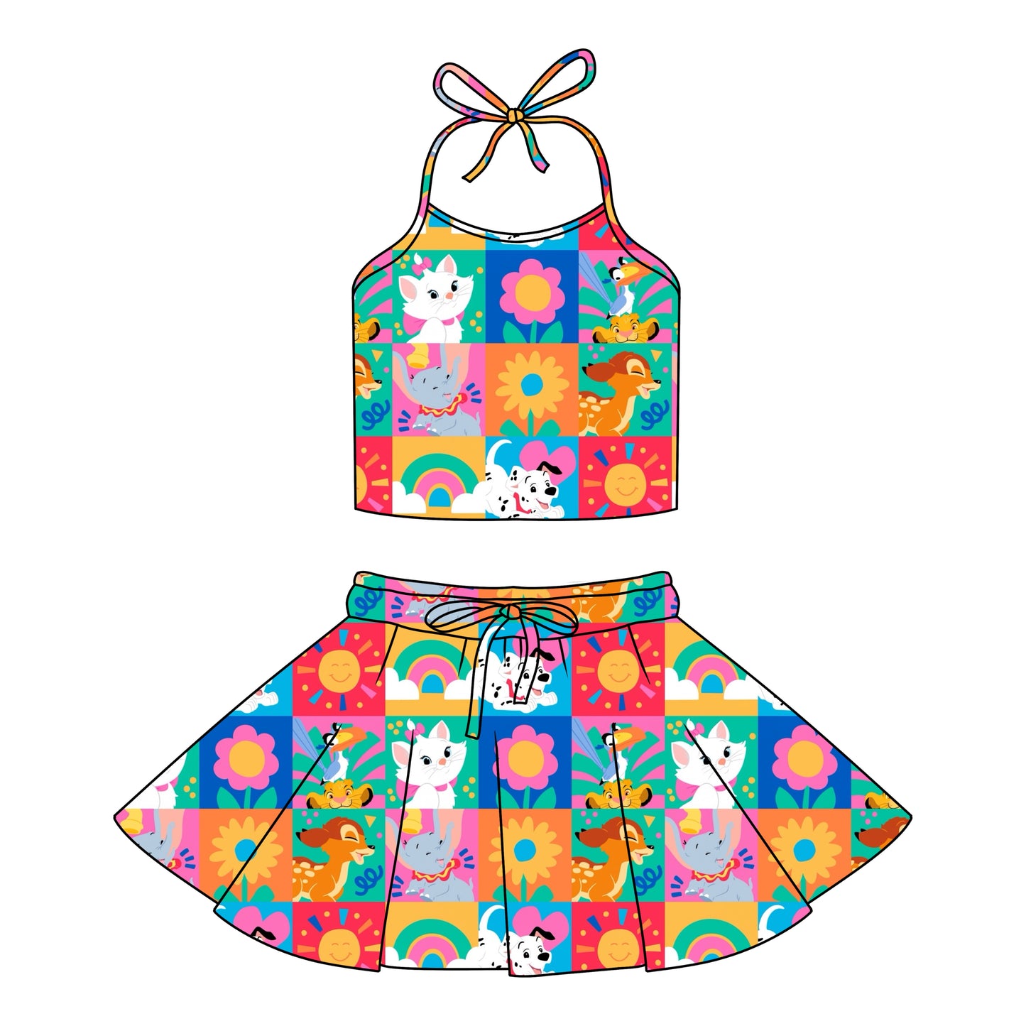SPRING CHECKERED HALTER SET