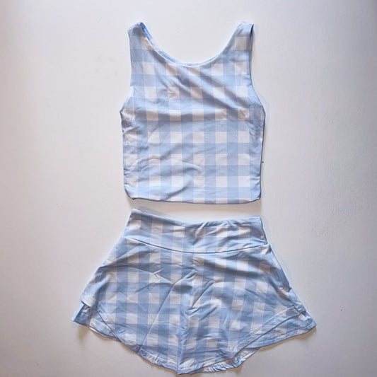 BLUE GINGHAM ATHLETIC SET