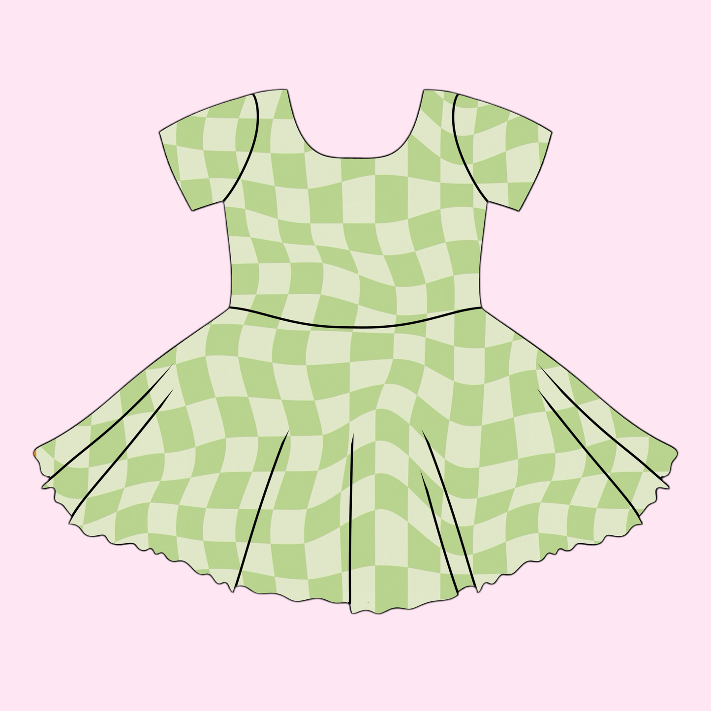 GREEN CHECKERED / TWIRL DRESS