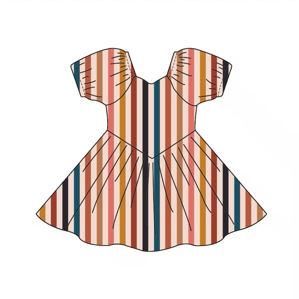 FALL STRIPE BABY DOLL DRESS