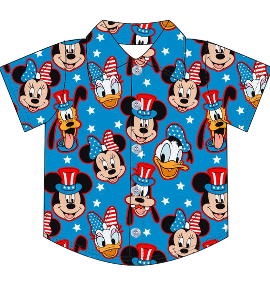 USA BESTIES / BOY'S SHIRT - BLUE