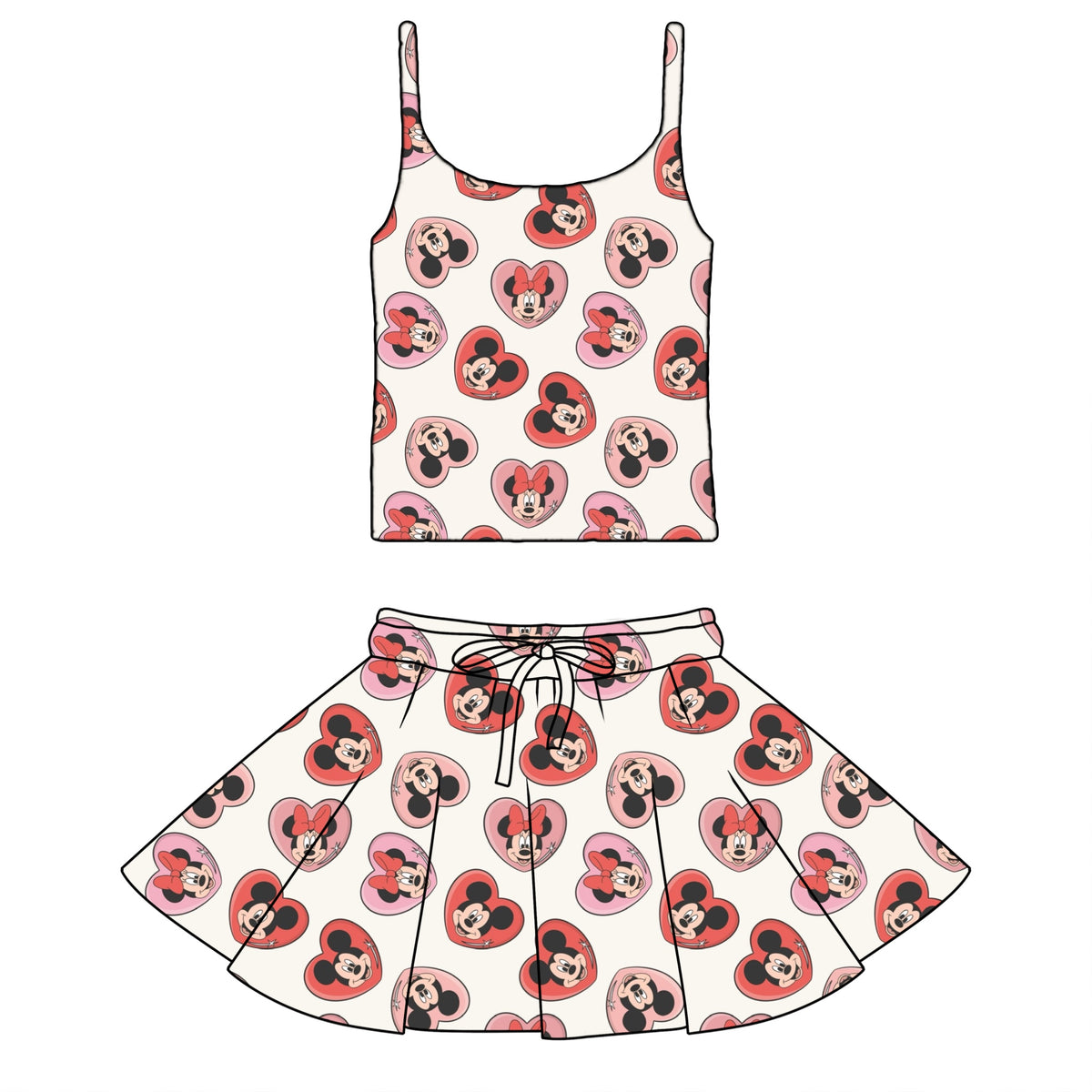 MICKEY & MINNIE / WOMENS COTTON SKIRT & TANK