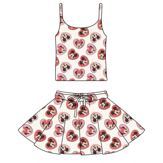 MICKEY & MINNIE / WOMENS COTTON SKIRT & TANK