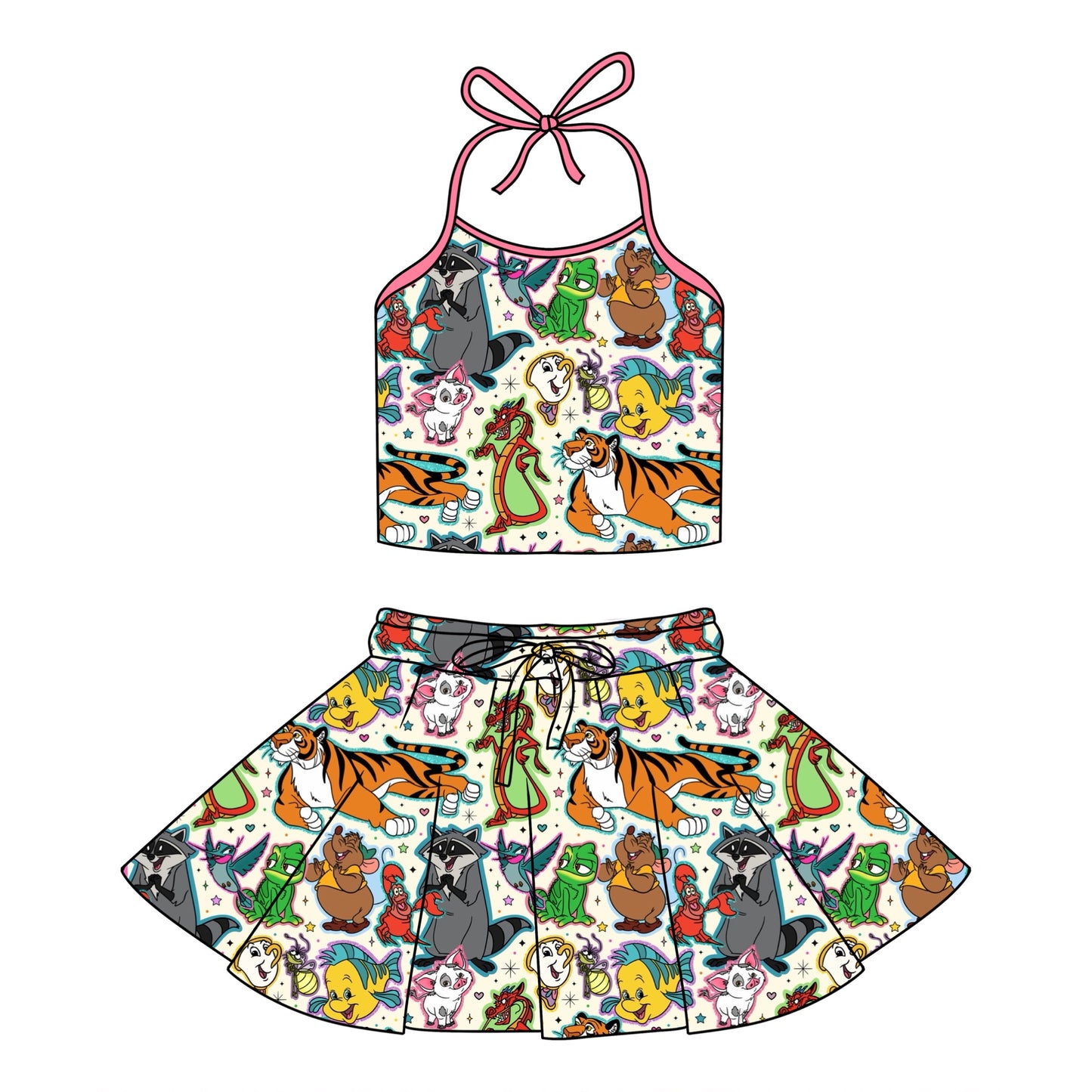 WHITE SIDEKICKS / HALTER SET