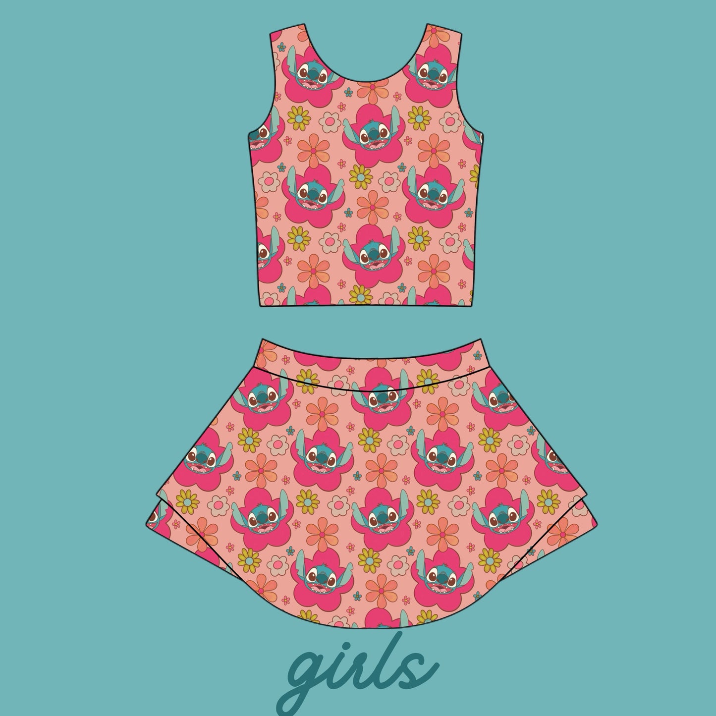 FLOWER STITCH GIRLS ATHLETIC SET