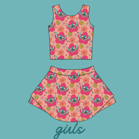 FLOWER STITCH GIRLS ATHLETIC SET