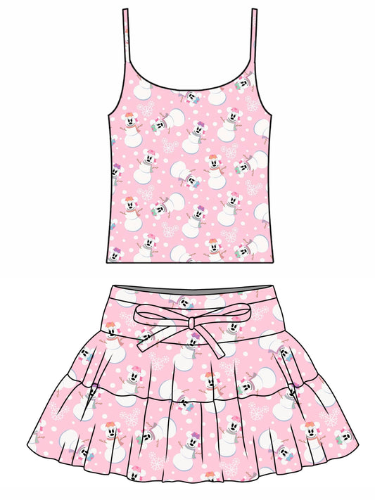 PINK SNOWMAN / WOMENS TULLE SKIRT & TANK