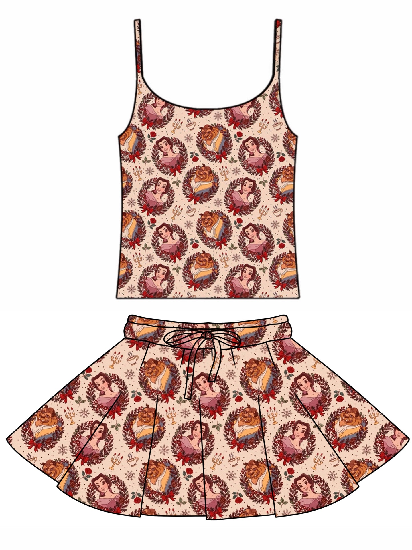 BEAUTY & THE BEAST / WOMENS COTTON SKIRT & TANK