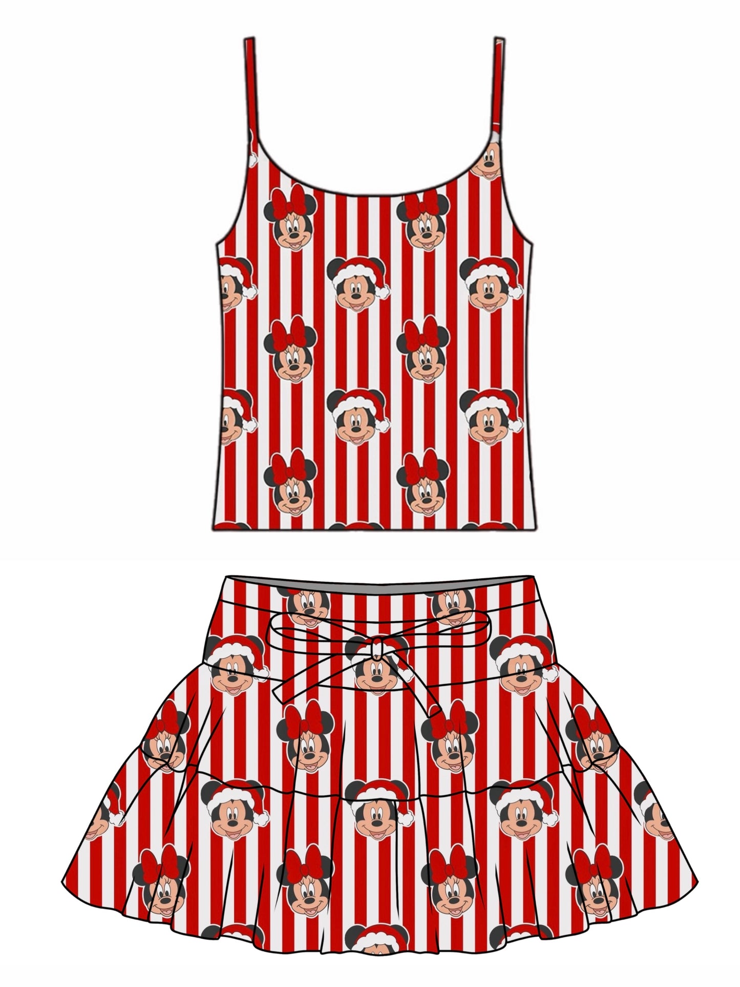 CHRISTMAS STRIPES / WOMENS TULLE SKIRT & TANK