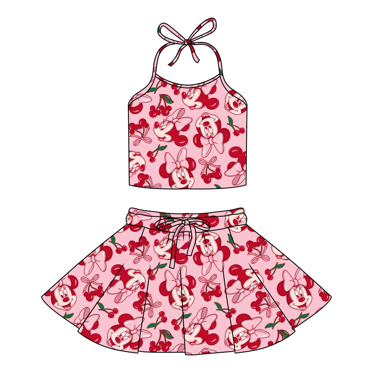 CHERRY MINNIE / HALTER SET