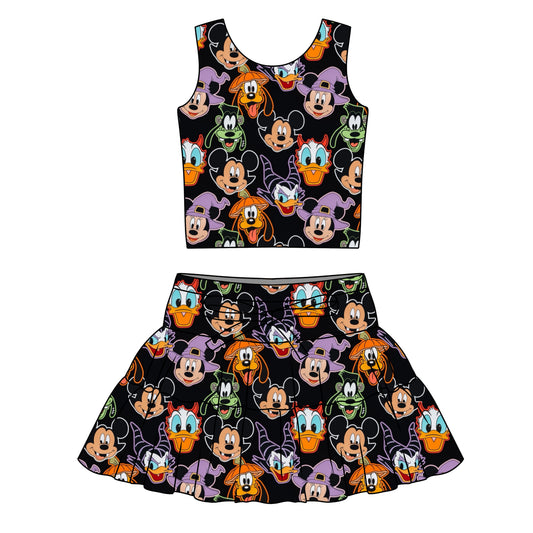 SPOOKY PALS / WOMENS ATHLETIC TOP & SKIRT