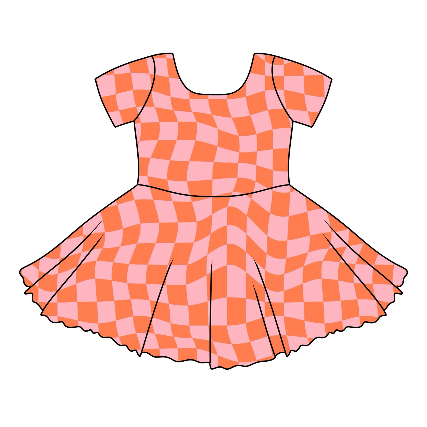 ORANGE CHECKERED / TWIRL DRESS