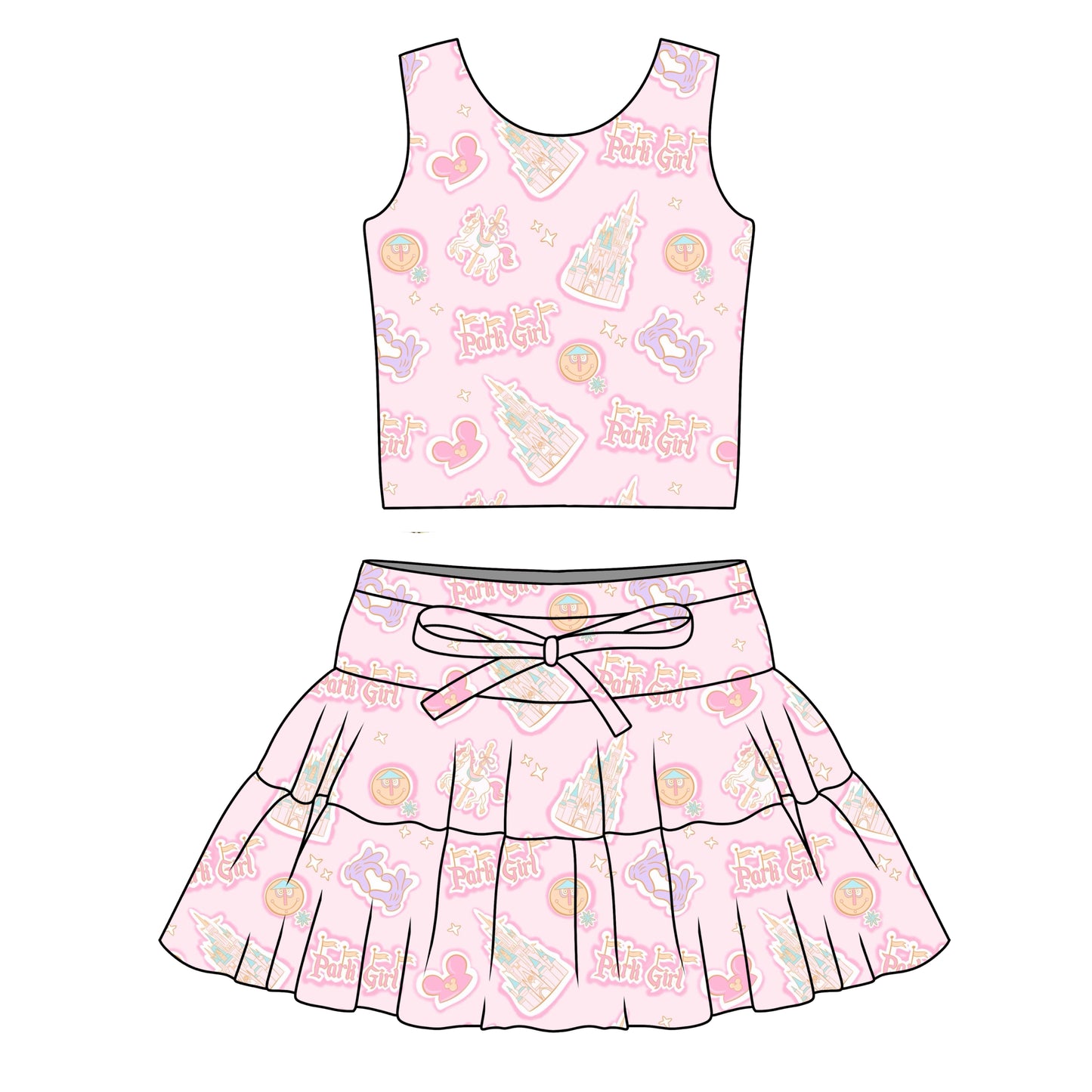 PARK GIRL WOMENS TULLE SKIRT & TOP