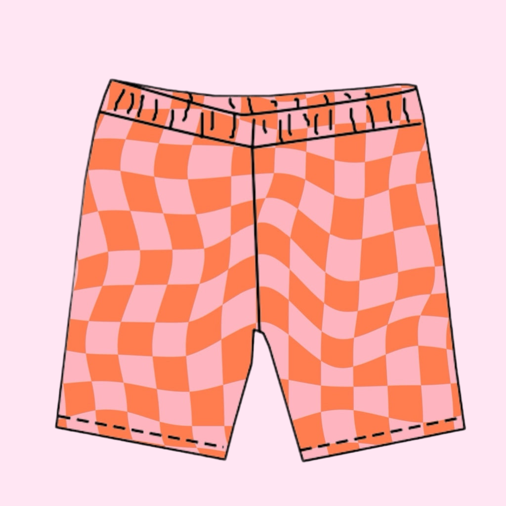 ORANGE CHECKERED / BIKER SHORTS