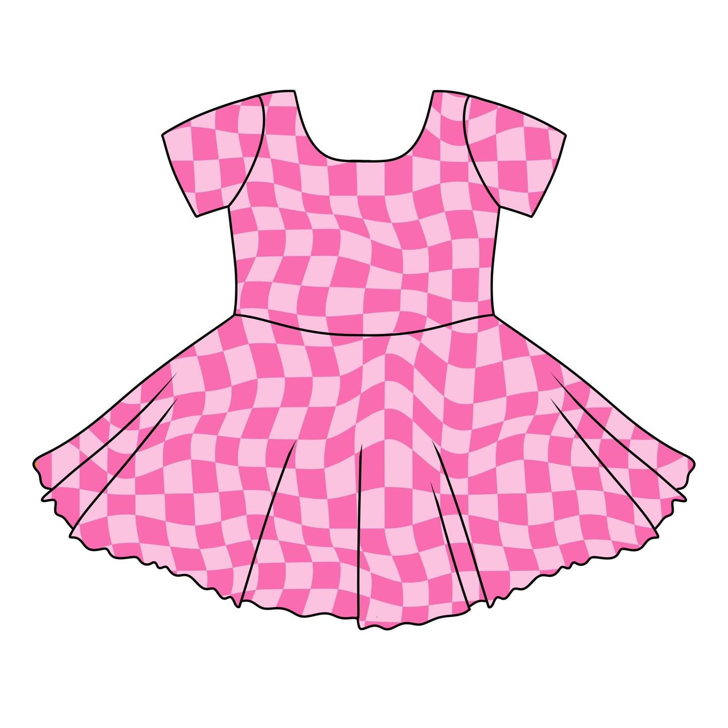 PINK CHECKERED / TWIRL DRESS