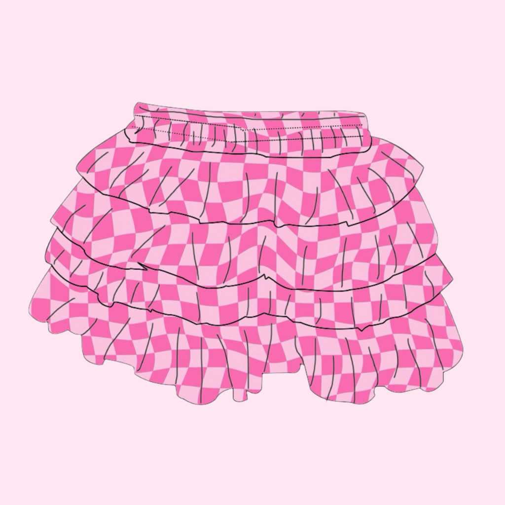 PINK CHECKERED / RUFFLE SKIRT
