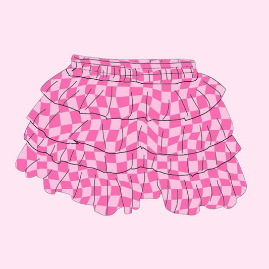 PINK CHECKERED / RUFFLE SKIRT