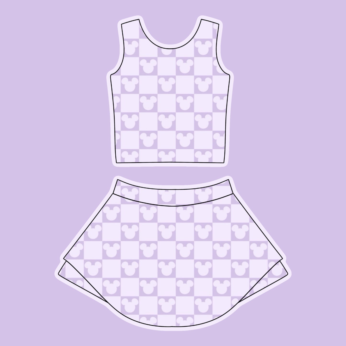 PURPLE MAGICAL CHECKERED ATHLETIC SET