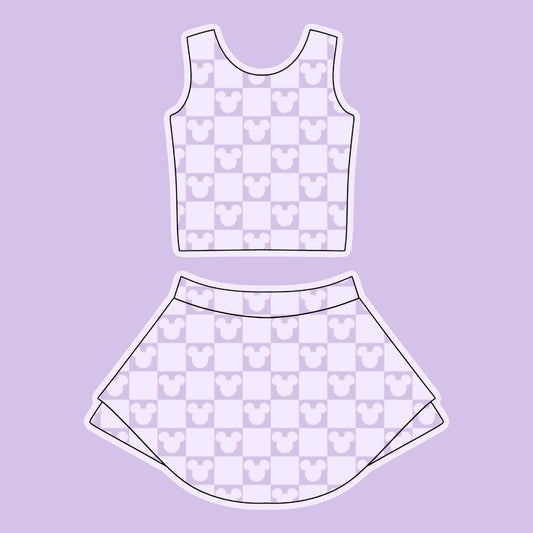 PURPLE MAGICAL CHECKERED ATHLETIC SET