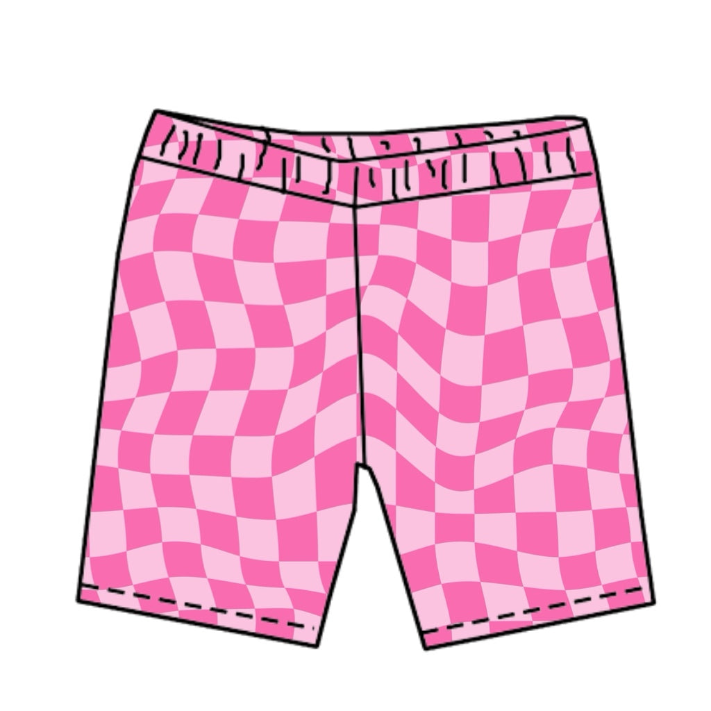 PINK CHECKERED / BIKER SHORTS