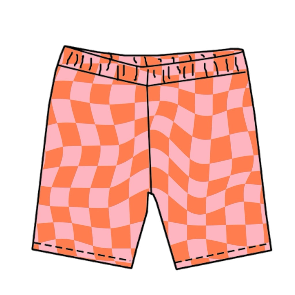ORANGE CHECKERED / BIKER SHORTS
