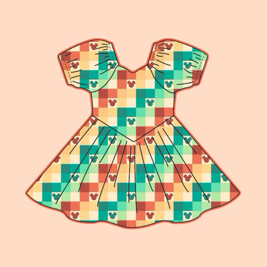 FALL CHECKERED BABY DOLL DRESS