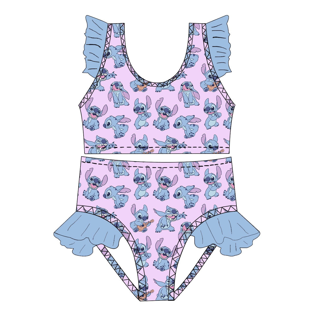 PURPLE STITCH / RUFFLE SWIM