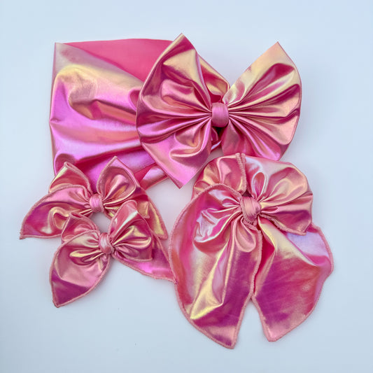 PINK IRIDESCENT BOW